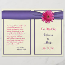 Pink Gerbera Daisy Wedding Program Custom Flyer