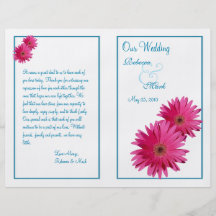 Pink Gerbera Daisy Wedding Program Full Colour Flyer