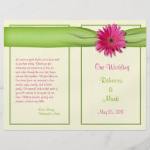 Pink Gerbera Daisy Wedding Program Personalised Flyer