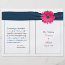 Pink Gerbera Daisy Wedding Program Flyer