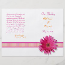 Pink Gerbera Daisy Wedding Program Personalised Flyer