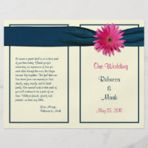 Pink Gerbera Daisy Wedding Program Personalised Flyer