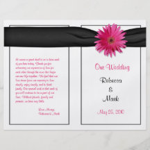 Pink Gerbera Daisy Wedding Program Flyer Design