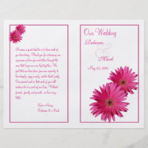 Pink Gerbera Daisy Wedding Program Flyers