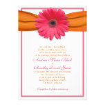 Pink Gerbera with Orange Ribbon Wedding Invitation