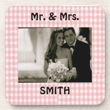 Pink Gingham Coaster Set