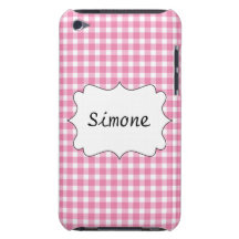 Pink Gingham Personalised iPod Touch Case