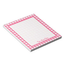 Pink Gingham Personalised Notepad