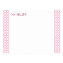 Pink Gingham Recipe Cards Post Card