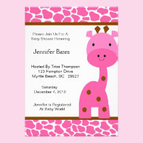 Pink Giraffe Baby Shower Invitation invitations