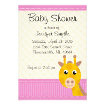 Pink Giraffe Baby Shower Invitations