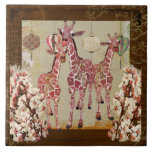 Pink Giraffes Cherry Blossom  Tile tiles