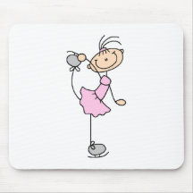Pink Girl Stick Figure Ice Skater Mousepad