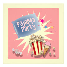 Pink Girls Sleepover Pajama Party Invitation