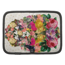 Pink Girly Vintage Skull Birds Flowers Polka Dots Organizer