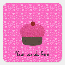 Pink glitter cupcake pink hearts sticker
