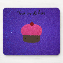 Pink glitter cupcake purple glitter mouse mat