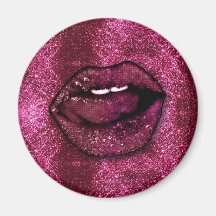 Pink Glitter Lips Fridge Magnet