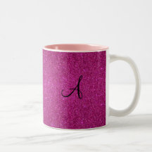 Pink glitter monogram coffee mug