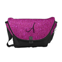 Pink glitter monogram commuter bags