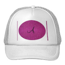 Pink glitter monogram hats