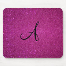 Pink glitter monogram mousepad