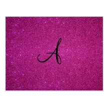 Pink glitter monogram post cards
