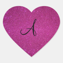 Pink glitter monogram sticker