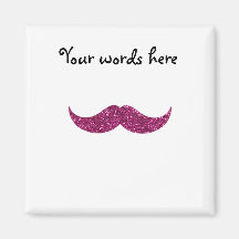 pink glitter moustache refrigerator magnet