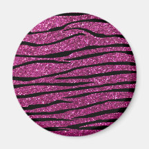 Pink glitter zebra stripes fridge magnets