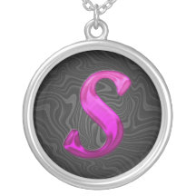 Pink Glittery Initial - S Custom Jewelry