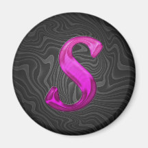 Pink Glittery Initial - S Magnet