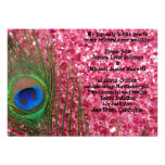 Pink Glittery Rocks Peacock Wedding Invitation