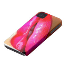 Pink Glossy Lips iPhone 4 Cases