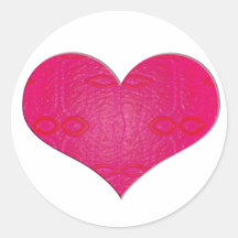 pink glow heart round sticker