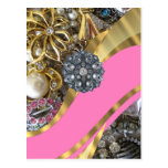 Pink & gold bling post card