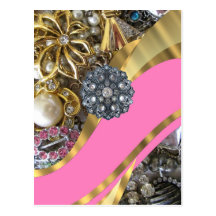 Pink & gold bling post card