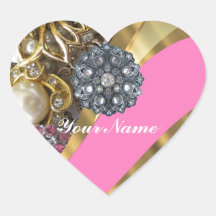Pink & gold bling stickers