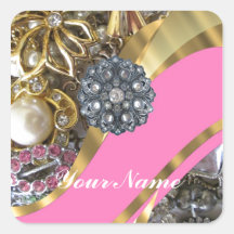 Pink & gold bling stickers