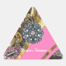 Pink & gold bling triangle sticker