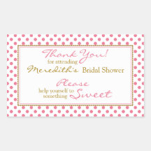 Pink Gold Candy Buffet Bridal Shower Stickers