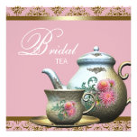 Pink Gold Damask Tea Cup Bridal Shower Custom Invite
