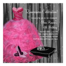 Pink Gown High Heel Shoes Hot Pink Quinceanera Personalised Announcement