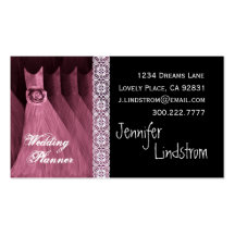 Pink Gowns WEDDING PLANNER Business Card Template