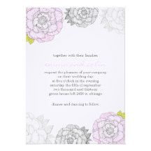 Pink & Gray Blooms Wedding Invitation