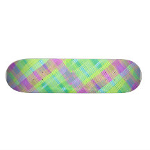 Pink, Green, and Blue Plaid Skateboard
