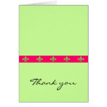 Pink & green fleur de lis thank you card