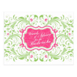 Pink Green Floral Words of Advice for the Bride Postcards