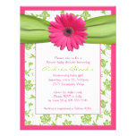 Pink Green Gerbera Daisy Baby Shower Invitation