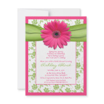 Pink Green Gerbera Daisy Bridal Shower Invitation